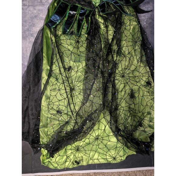 Magical Green Halloween 2 Piece Witch Costume Spiders Girls Size 7-8 Teetot - Picture 4 of 11
